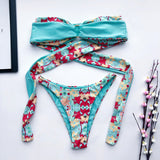 Double-sided Print Lace-up Bikini Swimwear