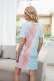 Women's Tie-Dye Mini Dresses Short Sleeve Home Loungewear