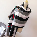 Striped Letter CC Casual Scarf for Women Winter Scarves Women