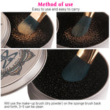 Makeup Brush Cleaner Sponge Powder Remover Marbling Metal Box