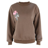 Round Neck Floral Printed Shirts Blouses Sweatshirts