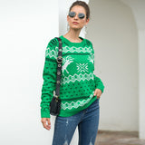 Christmas Snowflake Fawn Jacquard Long Sleeve Sweater