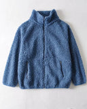 Prendas de abrigo de lana de cordero con cremallera y cuello medio alto