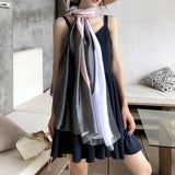 Bufanda de seda con diseño geométrico de línea simple, chal sedoso para mujeres y niñas, 90x180