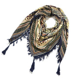 Chal bohemio bufanda Tribal Jacquard con flecos étnico chal bufanda para mujer mantas chal Ponchos capas 115x115