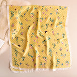 Bufanda de seda floral con mariposas para mujer