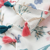 Châle écharpe en coton imprimé à franges avec pampilles pour femmes dames filles