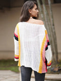 Couvre-pull ample creux à tricoter arc-en-ciel pour femmes