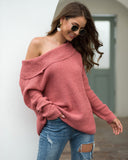 Women's Strapless Collar Solid Color Sweater