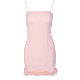 Strappy Sling Furry Party Bodycon Mini Dresses