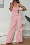 Suspenders Tube Top  Lace-up Jumpsuits Loose Pants