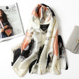 Bufanda de seda geométrica simple de moda chal para mujeres damas niñas 90x180