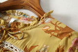 Minivestidos bohemios con cordones y borlas con estampado floral ahuecado