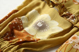 Boho Bohemia Lace-up Hollow-out Floral Printed Tassel Mini Dresses