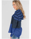 Suéter con capucha y manga larga suelta de color en contraste para mujer 
