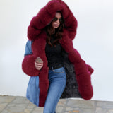 Abrigo de felpa con capucha para mujer
