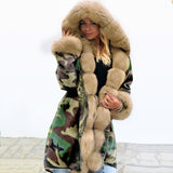 Manteau en peluche à capuche camouflage chaud pour femme