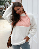 Women's High Collar Oblique Button Sweater Long Sleeve