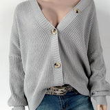 Women‘s Single-breasted Long Sleeve Sweater Cardigan