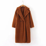 Lambswool Button Splicing Lapel Overcoat Outerwear