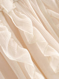 Mini-robes de vacances blanches à volants croisés en dentelle multicouche 