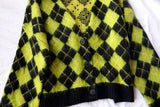 Single-breasted Checkerboard Knitting Short Cardigans