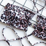 Traje de baño con tiras cruzadas Estampado de leopardo de una pieza 