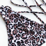 Cross Strappy Swimwear Leopard Print One-piece