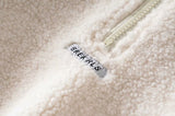 Zipper High Collar Lambswool Drawstring Crops Tops Sweatshirts