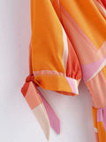 Col en V Simple boutonnage Floral Taille élastique Robes mi-longues