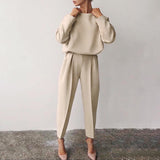 T-shirt And High Waist Cropped Suit Pants Two-piece