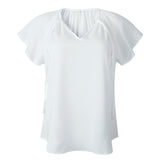 Ruffled Sleeves Lace-up V-neck Blouses T-shirt