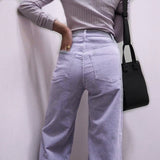 Pantalon droit en velours côtelé avec poche zippée