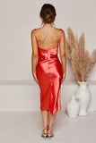 Sling Satin Backless Party Robes mi-longues
