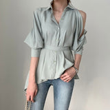 Puff Bubble Sleeves Strapless Single-breasted Blouses