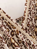 Combinaison à bretelles à imprimé léopard Barboteuse à lacets Pantalon large