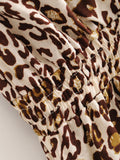 Combinaison à bretelles à imprimé léopard Barboteuse à lacets Pantalon large