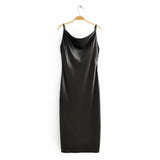 Sling Satin Backless Party Robes mi-longues