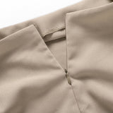 A High Collar Khaki Blouse Long Sleeve