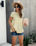 Frilly Short-sleeve Blouse Tops Casual T-shirt