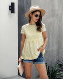 Frilly Short-sleeve Blouse Tops Casual T-shirt