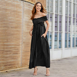 Wrinkle Off The Shoulder Party Vacances Maxi Robes 