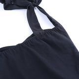 Bowknot Lacets Bretelles Sans Manches Fête Bodycon Mini Robes Noir