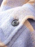 Abrigo con dobladillo irregular de botonadura sencilla de rejilla violeta