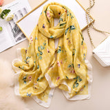 Butterfly Floral Silk Scarf for Women