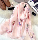 Butterfly Print Silk Scarf Silky Shawl Wrap for Women Ladies Girls 90x180