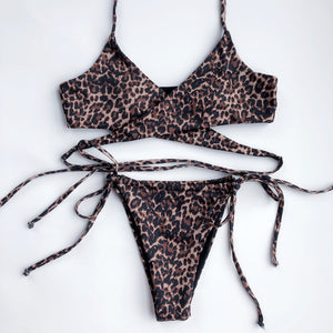 Strappy Bikini Leopard Print Snake Print Swimwear