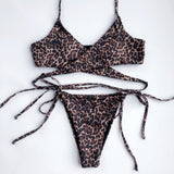 Bikini con tiras Estampado de leopardo Estampado de serpiente Trajes de baño