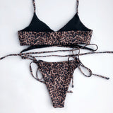 Strappy Bikini Leopard Print Snake Print Swimwear