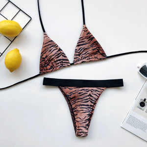 Strappy Bikini Print Swimwear Swim Suit